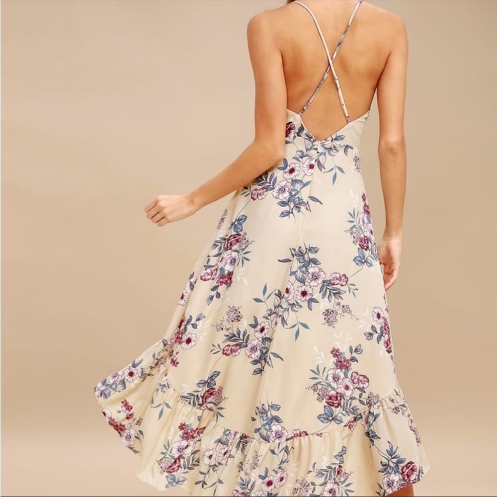 *ONLY WORN ONCE* Lulu’s Floral High-Low Dress- Size M